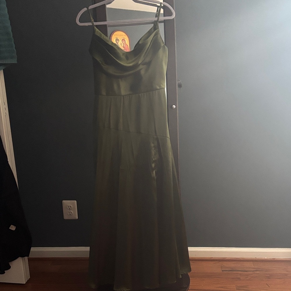 Chic Olive Satin Maxi Dress